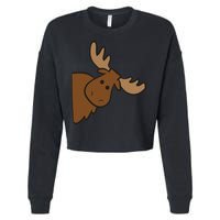 Cute Moose Elk Deer Funny Alaska Moose Cropped Pullover Crew
