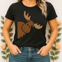 Cute Moose Elk Deer Funny Alaska Moose Womens T-Shirt
