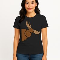Cute Moose Elk Deer Funny Alaska Moose Womens T-Shirt