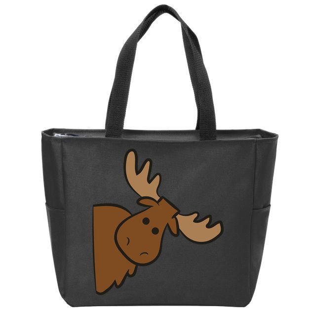 Cute Moose Elk Deer Funny Alaska Moose Zip Tote Bag