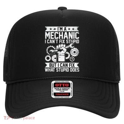 Car Mechanic Engineer Auto Mechanic High Crown Mesh Back Trucker Hat