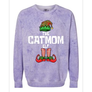 Cat Mom Elf Mother Christmas Matching Family Gift Colorblast Crewneck Sweatshirt