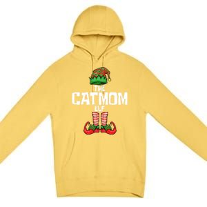 Cat Mom Elf Mother Christmas Matching Family Gift Premium Pullover Hoodie