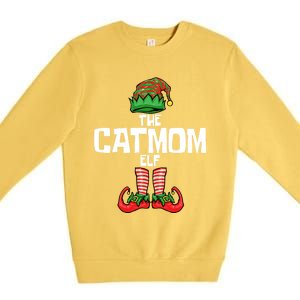 Cat Mom Elf Mother Christmas Matching Family Gift Premium Crewneck Sweatshirt