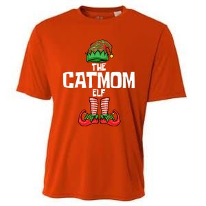 Cat Mom Elf Mother Christmas Matching Family Gift Cooling Performance Crew T-Shirt