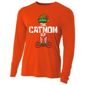 Cat Mom Elf Mother Christmas Matching Family Gift Cooling Performance Long Sleeve Crew