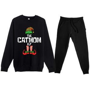 Cat Mom Elf Mother Christmas Matching Family Gift Premium Crewneck Sweatsuit Set