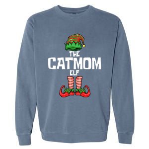 Cat Mom Elf Mother Christmas Matching Family Gift Garment-Dyed Sweatshirt