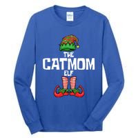 Cat Mom Elf Mother Christmas Matching Family Gift Tall Long Sleeve T-Shirt