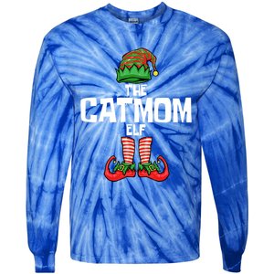 Cat Mom Elf Mother Christmas Matching Family Gift Tie-Dye Long Sleeve Shirt