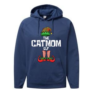 Cat Mom Elf Mother Christmas Matching Family Gift Performance Fleece Hoodie