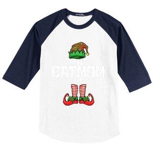 Cat Mom Elf Mother Christmas Matching Family Gift Baseball Sleeve Shirt