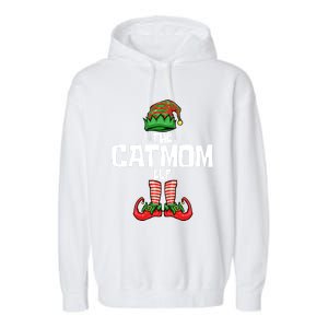 Cat Mom Elf Mother Christmas Matching Family Gift Garment-Dyed Fleece Hoodie