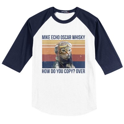 Cat Mike Echo Oscar Whisky How Do You Copy Over Vintage Baseball Sleeve Shirt