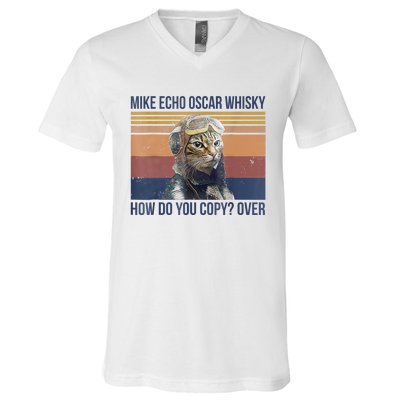 Cat Mike Echo Oscar Whisky How Do You Copy Over Vintage V-Neck T-Shirt