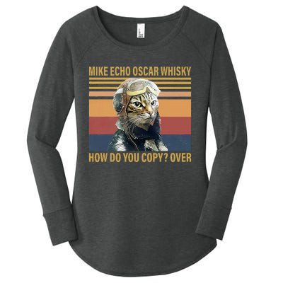 Cat Mike Echo Oscar Whisky How Do You Copy Over Vintage Women's Perfect Tri Tunic Long Sleeve Shirt