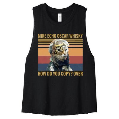 Cat Mike Echo Oscar Whisky How Do You Copy Over Vintage Women's Racerback Cropped Tank