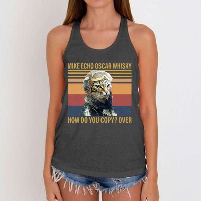 Cat Mike Echo Oscar Whisky How Do You Copy Over Vintage Women's Knotted Racerback Tank