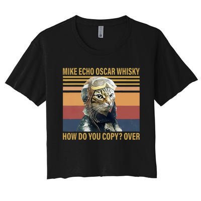 Cat Mike Echo Oscar Whisky How Do You Copy Over Vintage Women's Crop Top Tee