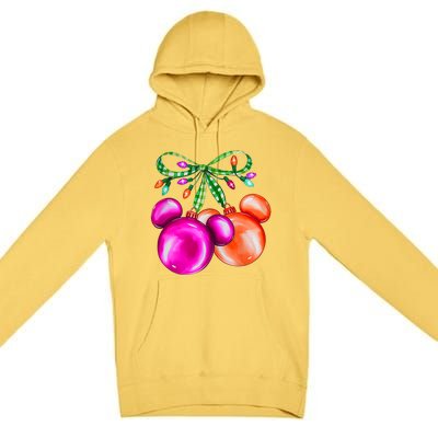 Christmas Mouse Ears Coquette Bow Holiday Festive Mouse Ears Coquette Premium Pullover Hoodie