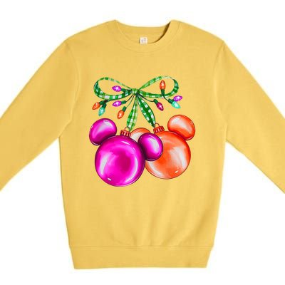 Christmas Mouse Ears Coquette Bow Holiday Festive Mouse Ears Coquette Premium Crewneck Sweatshirt