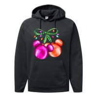 Christmas Mouse Ears Coquette Bow Holiday Festive Mouse Ears Coquette Performance Fleece Hoodie