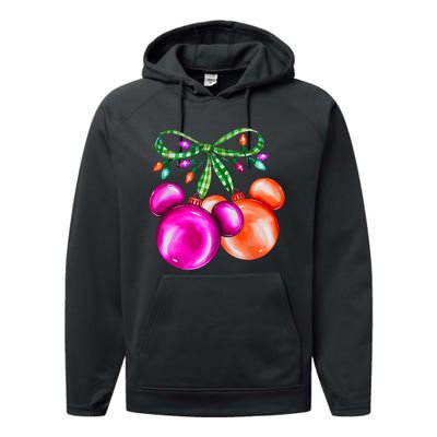 Christmas Mouse Ears Coquette Bow Holiday Festive Mouse Ears Coquette Performance Fleece Hoodie