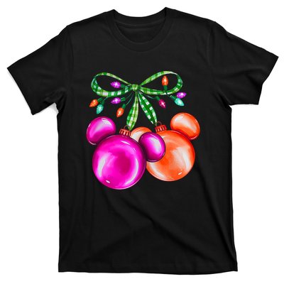 Christmas Mouse Ears Coquette Bow Holiday Festive Mouse Ears Coquette T-Shirt