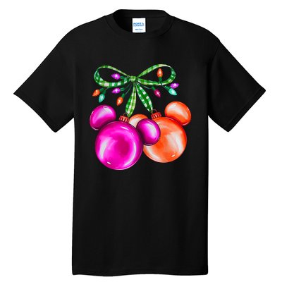 Christmas Mouse Ears Coquette Bow Holiday Festive Mouse Ears Coquette Tall T-Shirt