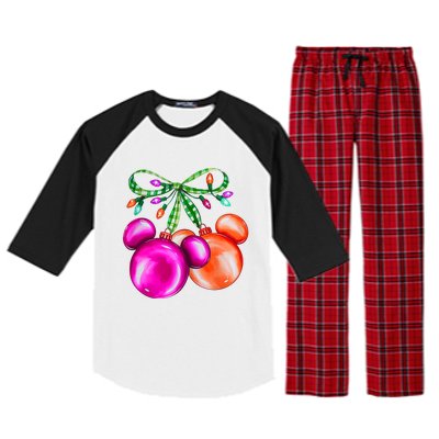 Christmas Mouse Ears Coquette Bow Holiday Festive Mouse Ears Coquette Raglan Sleeve Pajama Set