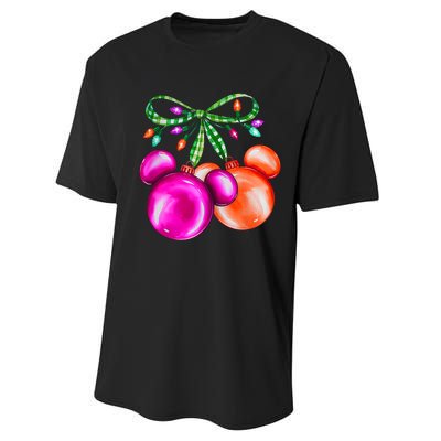 Christmas Mouse Ears Coquette Bow Holiday Festive Mouse Ears Coquette Performance Sprint T-Shirt