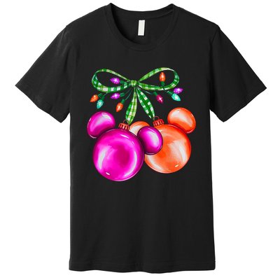 Christmas Mouse Ears Coquette Bow Holiday Festive Mouse Ears Coquette Premium T-Shirt