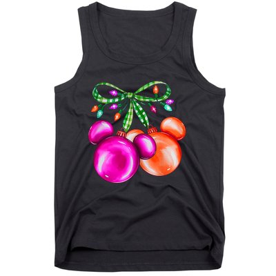 Christmas Mouse Ears Coquette Bow Holiday Festive Mouse Ears Coquette Tank Top