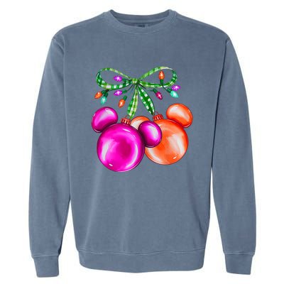 Christmas Mouse Ears Coquette Bow Holiday Festive Mouse Ears Coquette Garment-Dyed Sweatshirt