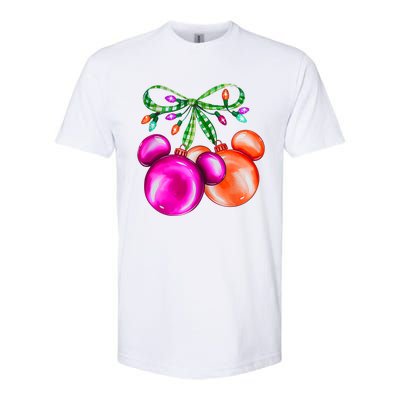 Christmas Mouse Ears Coquette Bow Holiday Festive Mouse Ears Coquette Softstyle CVC T-Shirt