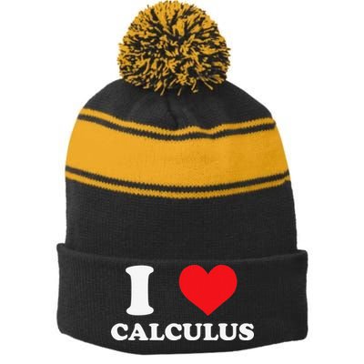 Calculus Mathematics Equation Calculations I Love Calculus Stripe Pom Pom Beanie