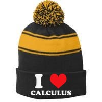 Calculus Mathematics Equation Calculations I Love Calculus Stripe Pom Pom Beanie