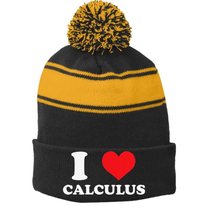 Calculus Mathematics Equation Calculations I Love Calculus Stripe Pom Pom Beanie