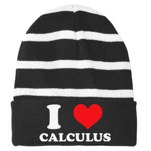 Calculus Mathematics Equation Calculations I Love Calculus Striped Beanie with Solid Band