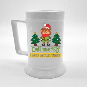 Call Me Elf One More Time Christmas Family Matching Xmas Elf Gift Beer Stein