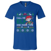 Call Me Elf One More Time Funny Bad Elf Christmas Ugly Xmas Meaningful Gift V-Neck T-Shirt