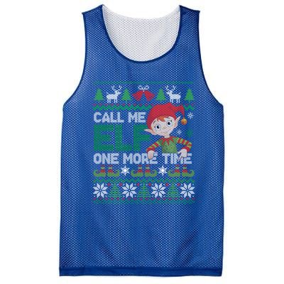 Call Me Elf One More Time Funny Bad Elf Christmas Ugly Xmas Meaningful Gift Mesh Reversible Basketball Jersey Tank