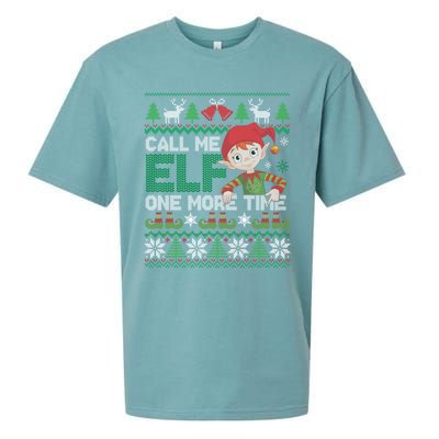 Call Me Elf One More Time Funny Bad Elf Christmas Ugly Xmas Meaningful Gift Sueded Cloud Jersey T-Shirt