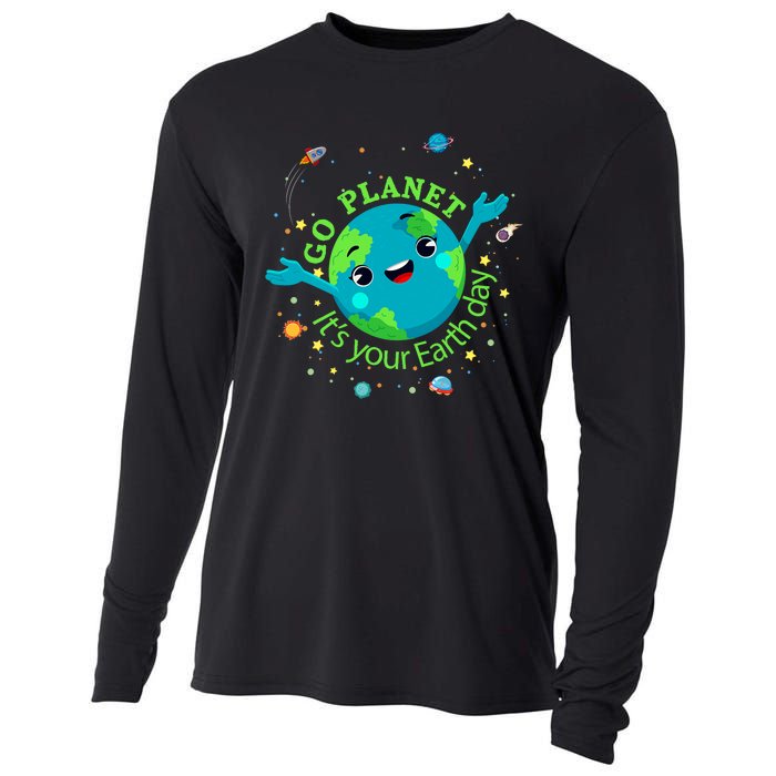 Cute Mother Earth Day Save Our Planet Cooling Performance Long Sleeve Crew