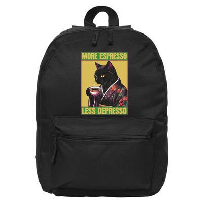 Cat More Espresso Less Depresso 16 in Basic Backpack