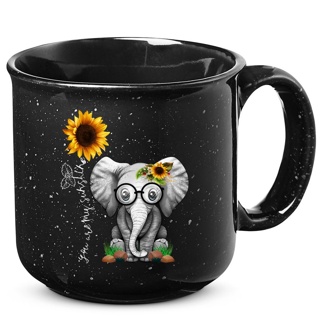 Cute Mama Elephant With Sunflower Gift You Are My Sunshine Gift 15oz Campfire Ceramic Mug