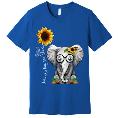 Cute Mama Elephant With Sunflower Gift You Are My Sunshine Gift Premium T-Shirt