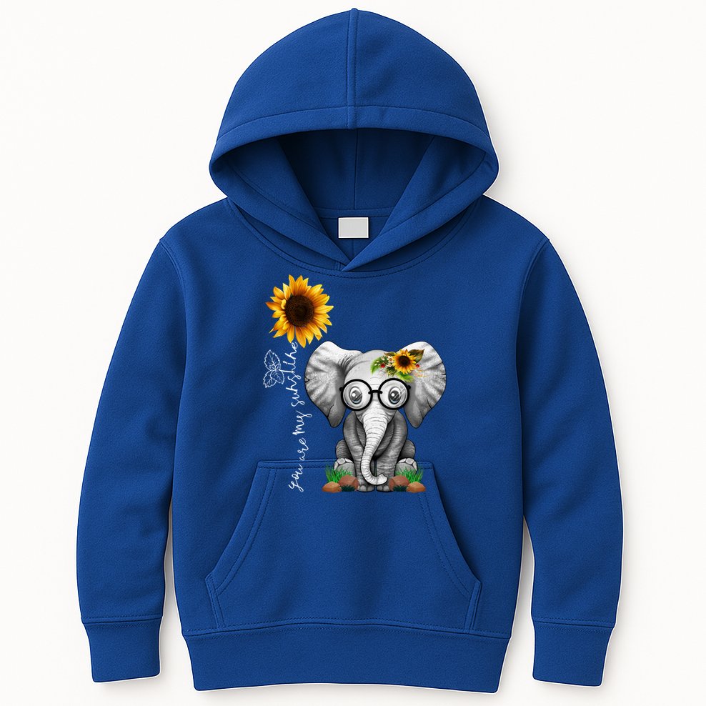 Cute Mama Elephant With Sunflower Gift You Are My Sunshine Gift Kids Hoodie