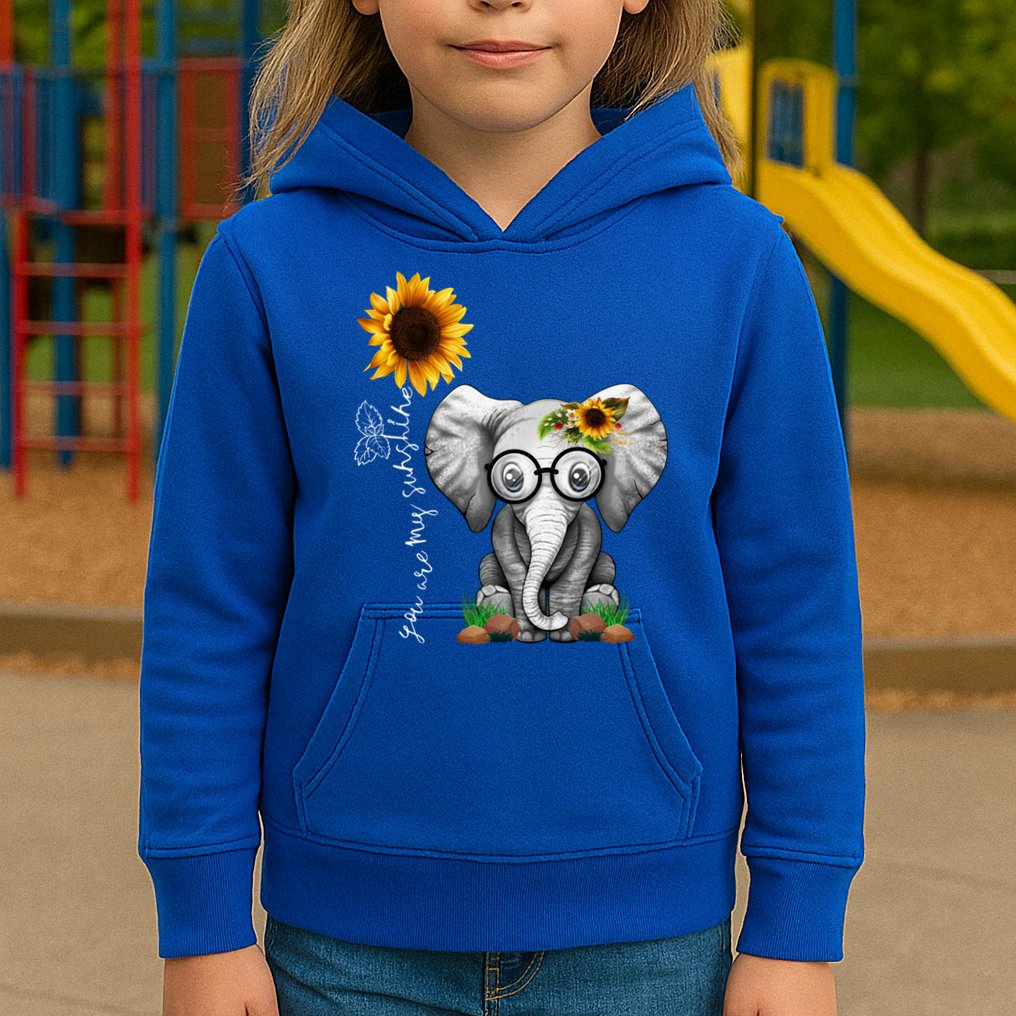 Cute Mama Elephant With Sunflower Gift You Are My Sunshine Gift Kids Hoodie