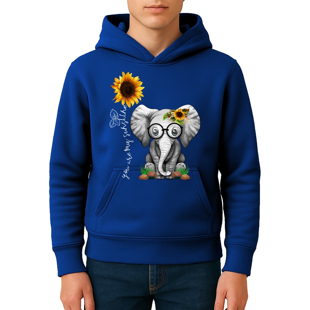 Cute Mama Elephant With Sunflower Gift You Are My Sunshine Gift Kids Hoodie